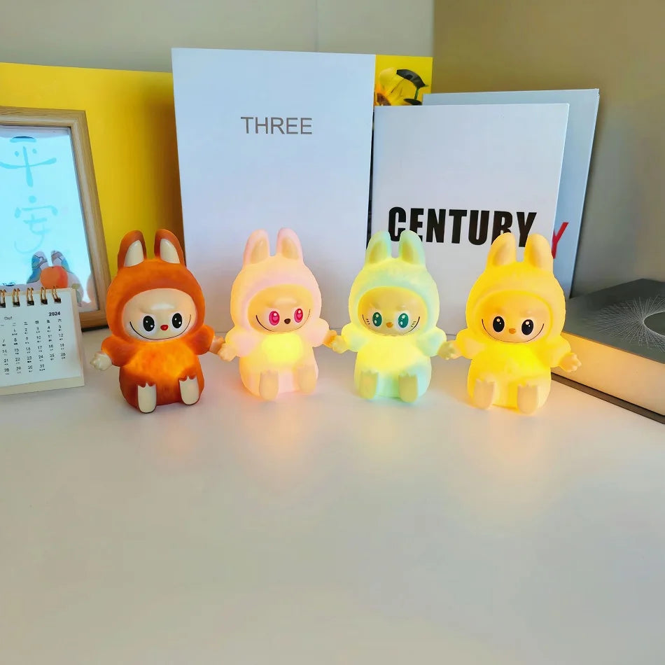 Labubu Night Light Cartoon Cute Children Toy Gift Diy Resin Car Labubu Model Soft Glow Bedside Companion for Sleep gift